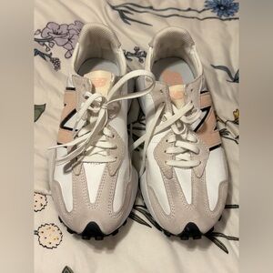 New Balance Women's White and Tan Sneakers